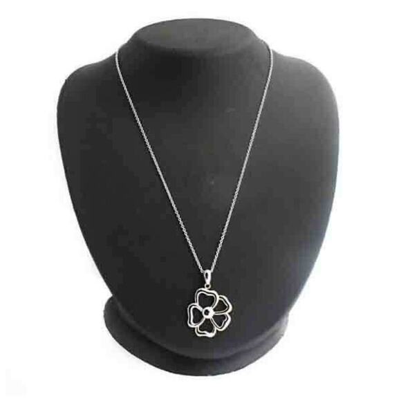 QVC Jewelry - Qvc Steel By Design Stainless Steel Flower Pendant 18" Chain Necklace New in Box
